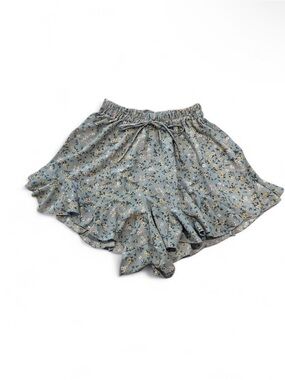 Women's Blue Floral Ruffle Shorts